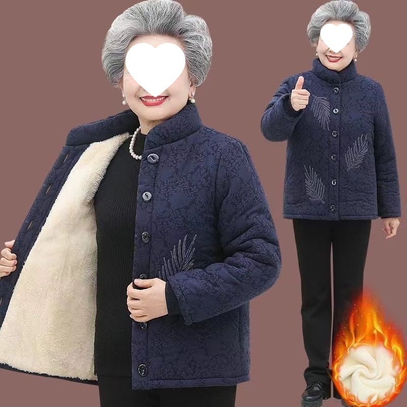 老年人秋冬款小棉衣奶奶装洋气款老太太上衣加厚加大妈妈装休闲衣