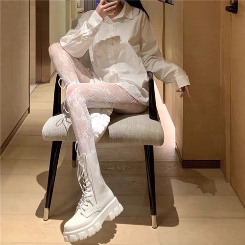 日系蕾丝提花易撕镂空加绒网丝袜连裤袜弹力显瘦性感黑色ins冬季