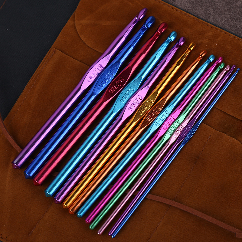 100 Piece Crochet Set Colored Aluminum Oxide Single Head Full Set Of Crochet Diy Weaving Tool Material Package_voghion.com