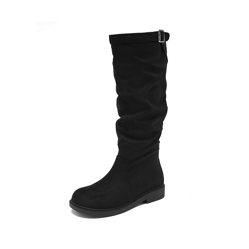 Botas de caballero negras de estilo inglés de otoño 2026 para mujeres. botas de montar retro.