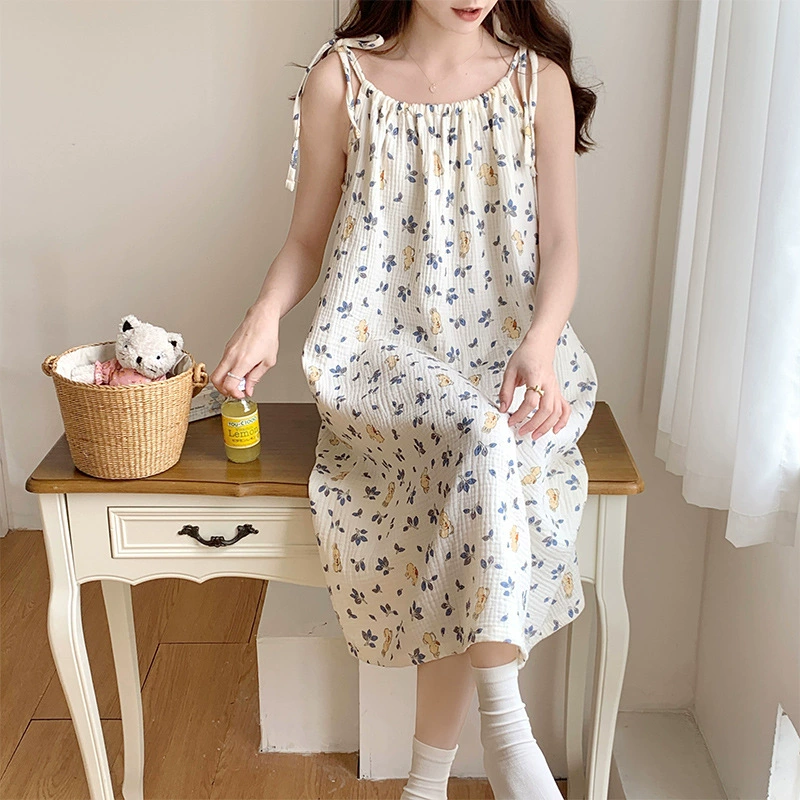 Summer cute pijama, long sexy gauze skirt, lifting effect, mid-length