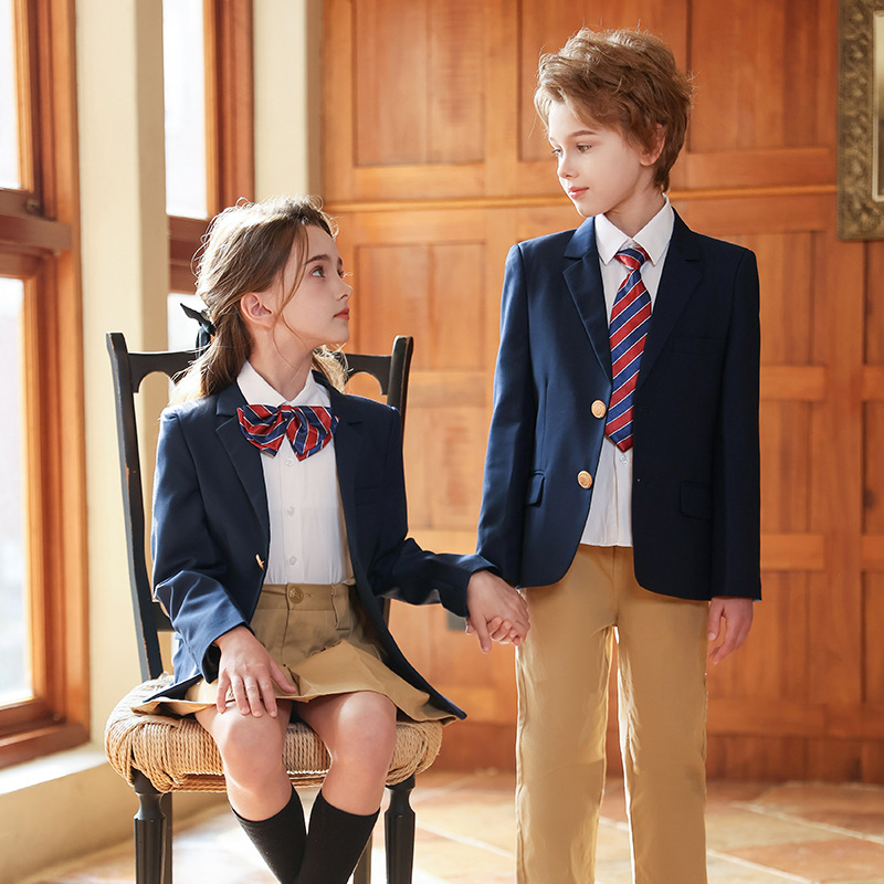 Trajes de uniformes escolares para niños primavera y otoño invierno estilo británico de la universidad de primer grado uniformes de clase de jardín de infantes set