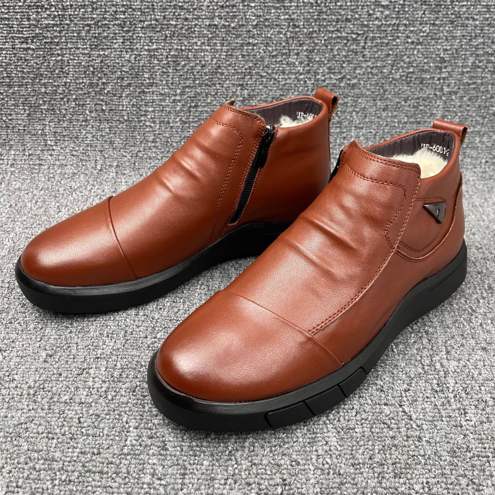 Zapatos de algodón para hombres de cuero genuino de invierno zapatos de lana forrados de lana zapatos cálidos para hombres botas de hombres del noreste tamaño roto