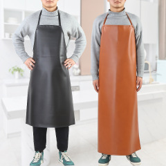 Leather Waterproof Oil-Proof PU Apron for Aquatic Slaughter Food Preparation Adult Neck Hanging Extended Leather Apron