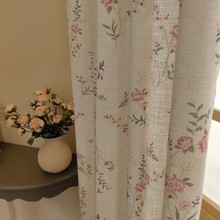 版权所有法式美式田园碎花高档棉麻半遮光印花窗帘布窗纱成品窗帘