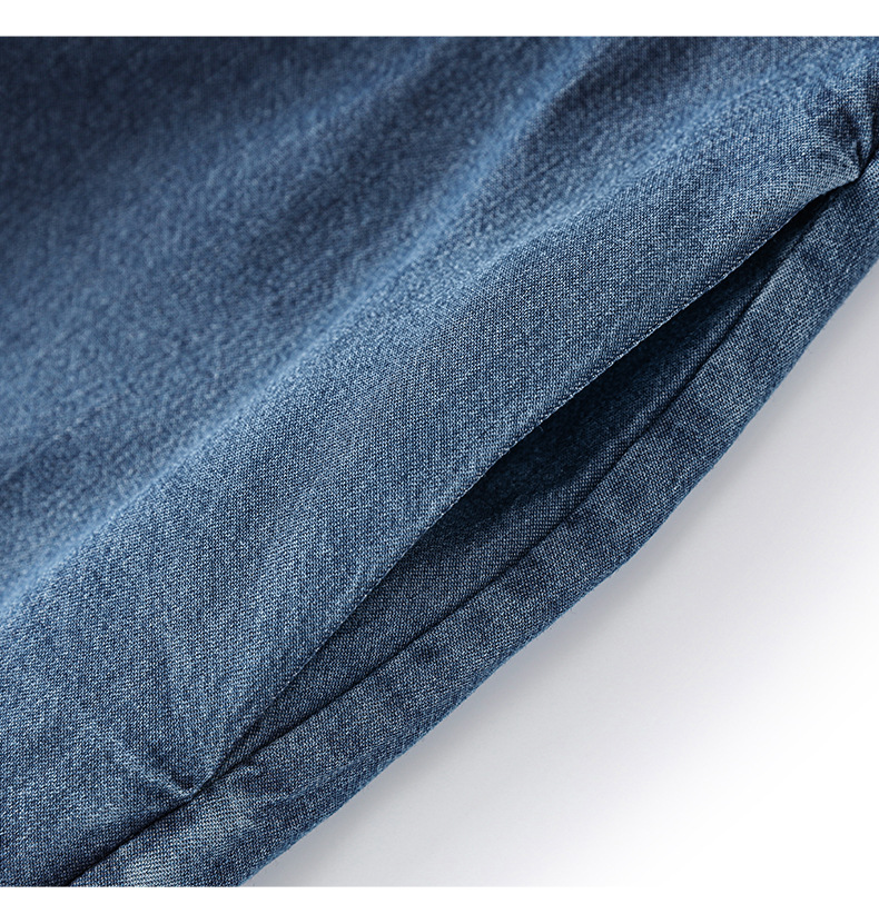Váy liền denim Tiansi dáng maxi thắt eo phong cách Pháp mùa hè — Màu xanh lam chi tiết 14