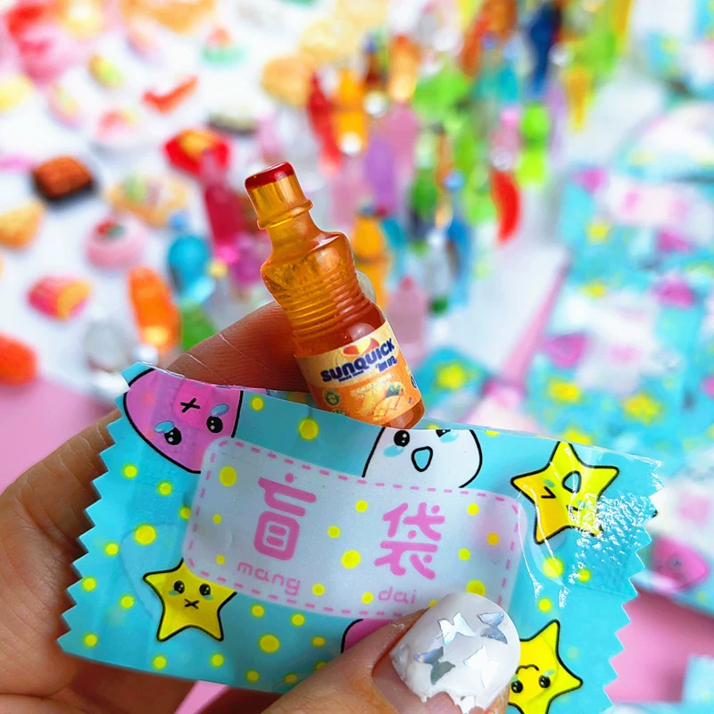Полная бутылка слепая сумка Синяя миниатюрная еда игра Смола DIY Кола супермаркет мини бутылка для напитков оптом украшения игрушки Слепая Коробка