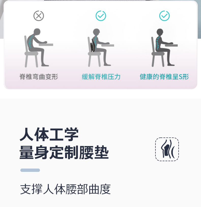 Office Lumbar Support Seat Cushion Waist Pillow Sedentary Artifact Ergonomic Lumbar Support Car Back Cushion
