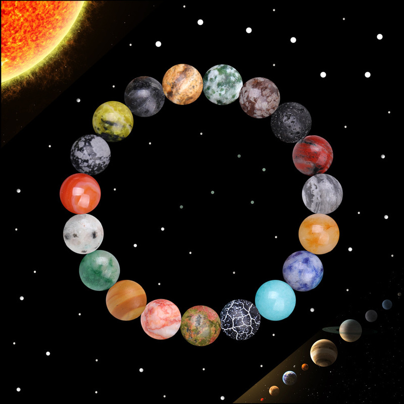 Universe Starry Sky stone bracelet eight planets bracelet woven Solar System stone bracelet cross-border Amazon new