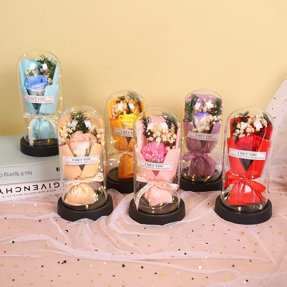 Fábrica al por mayor 520 regalos de día de San Valentín copa de vidrio eterno flores de jabón de rosas para enviar adornos exquisitos para amigos