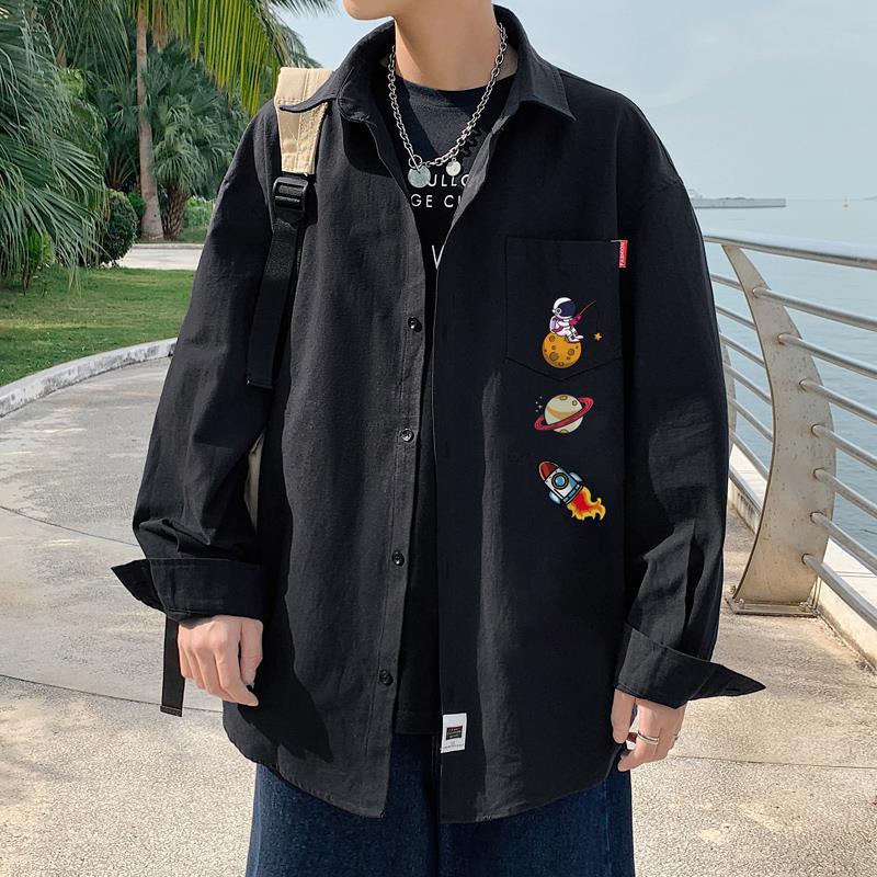 Explosions! Hong Kong Style Long Sleeve Shirt Men's Large Size Loose Shirt Men's Shirt Men's Shirt cscs277-P35