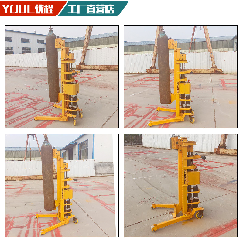 Cuatro ruedas de transporte de botellas de acetileno de oxígeno carro de cilindro de gas carro de cilindro de acero de oxígeno líquido carro de botellas de acetileno carro de transporte eléctrico