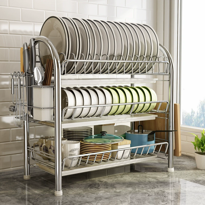 Kitchen storage rack floor-mounted multi-layer storage drainage dish rack double-layer bowl tableware storage bowl rack reality