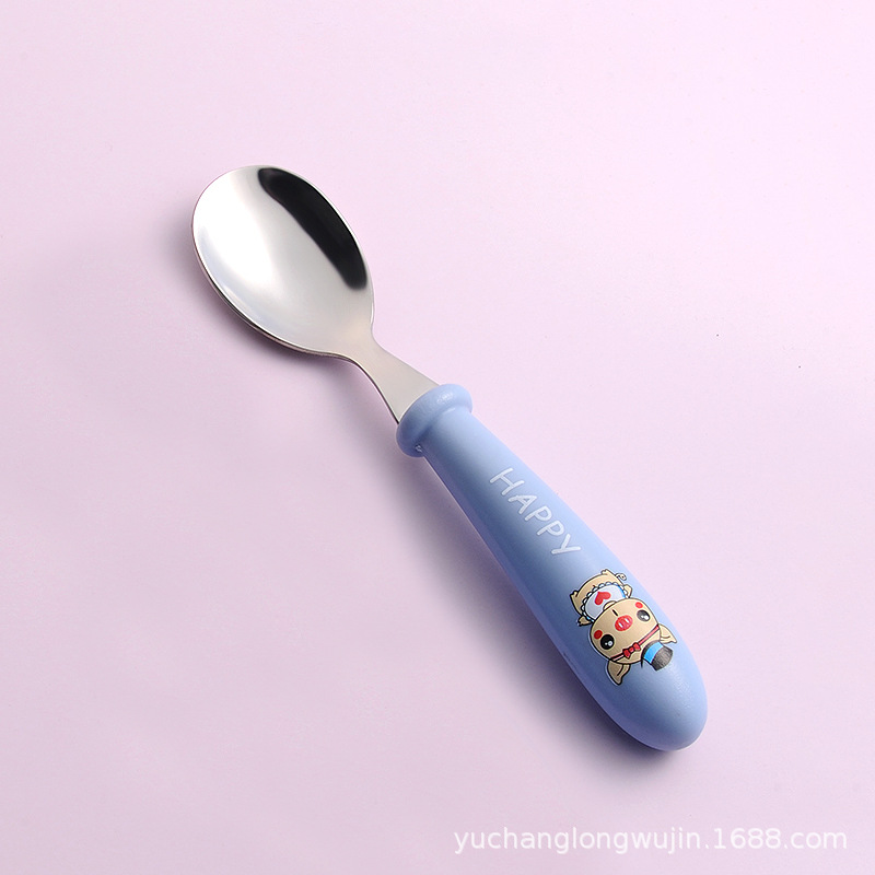 304 de acero inoxidable de dibujos animados para niños tenedor cuchara vajilla regalo creativo alimentación complementaria bebé cuchara tenedor traje portátil