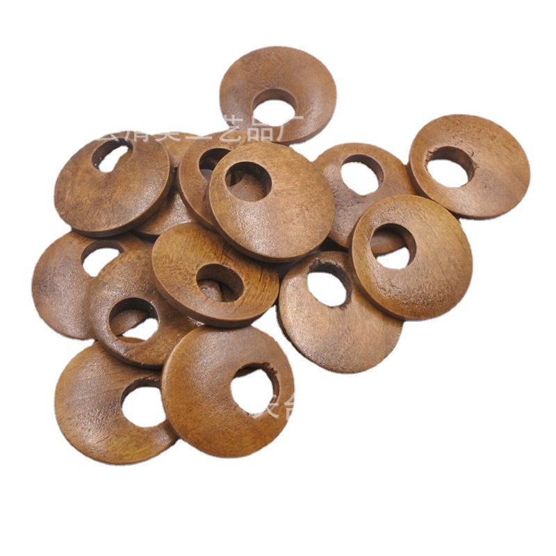 25mm agujero redondo botón de café profundo bricolaje decoración artesanía madera botón de madera 50 por paquete