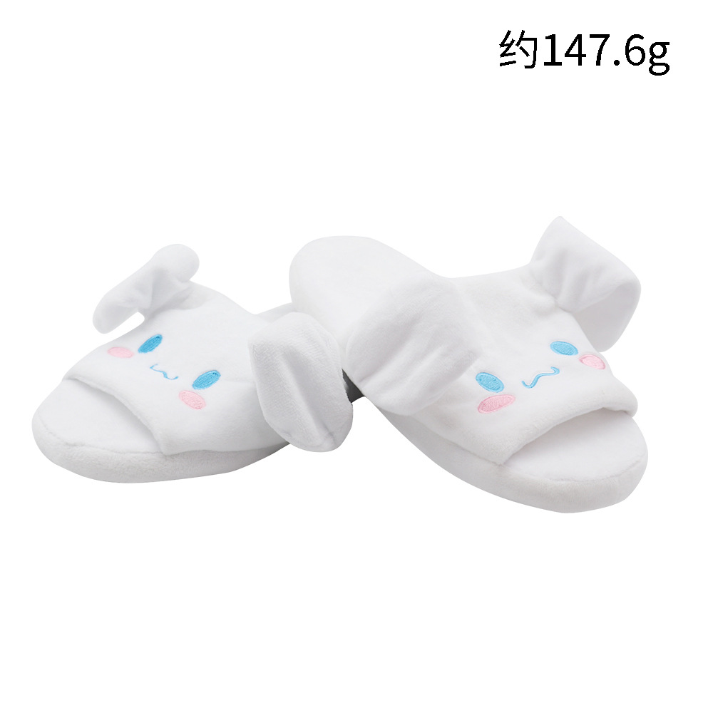 Zapatillas de orejas grandes, trapeador de algodón con orejas en movimiento, lindo perro de dibujos animados, todo incluido, cálido, antideslizante, zapatillas de lana, invierno