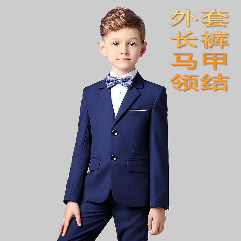 2024子供のスーツのスーツの男の子の小さい司会者のドレスの中で大きい子供のピアノの演服の花の子供の男の子のスーツ
