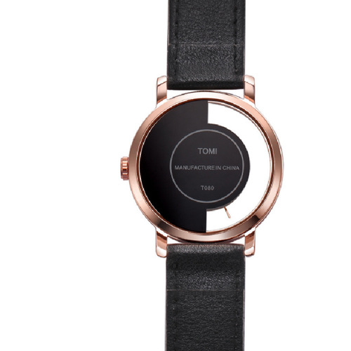 TOMI special rice hollow design half-side see-through unisex watch belt neutral casual fashion quartz watch