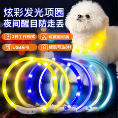 Dog Night Light Collar Charging Adjustable LED Anti-Bite Pet Collar for Outdoor Walking and Anti-Lost