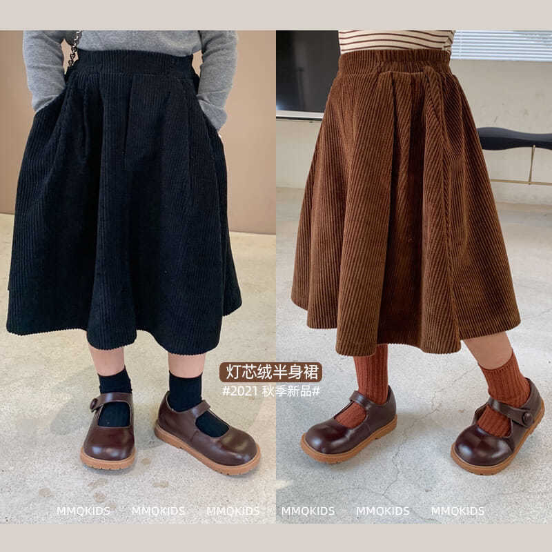Children's retro fashionable solid color corduroy demi-season girl's…