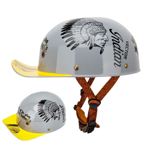 Cross-border exclusive supply of retro gangster personality baseball caps for men and women, motorcycle scoop helmets, peaked cap helmets, electric vehicle half helmets, summer helmets