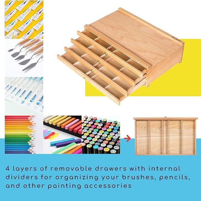 桌面台式画架抽屉画箱画板套装油画箱美术生专用折叠美术生收纳盒