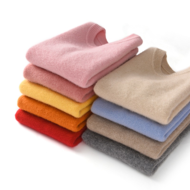 Children's knitted vest with a round collar