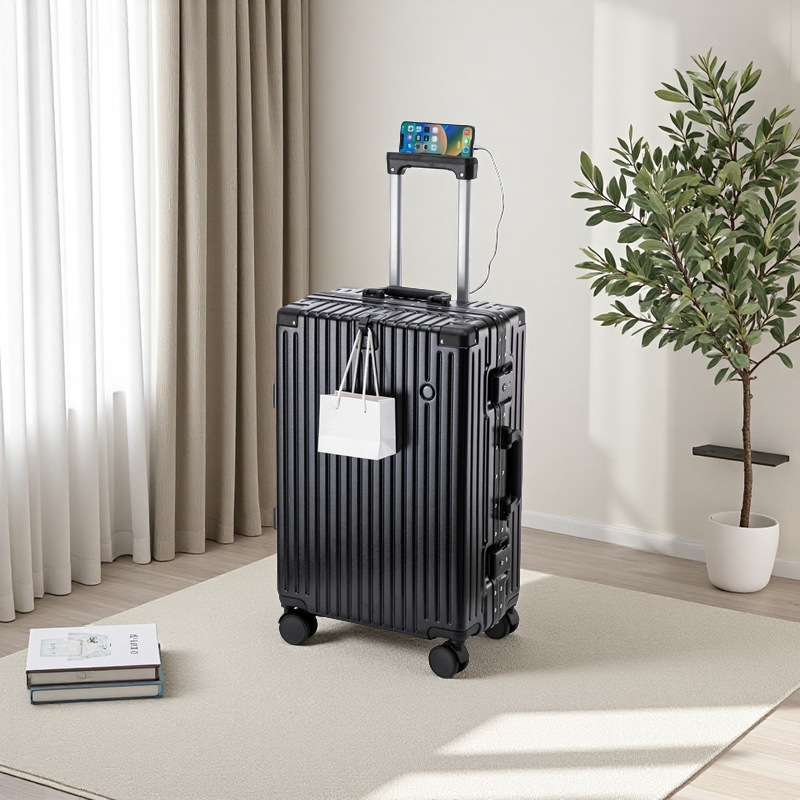 La maleta trolley con marco de aluminio para mujer para equipaje es duradera, la caja de contraseña de gran capacidad para estudiantes varones es duradera