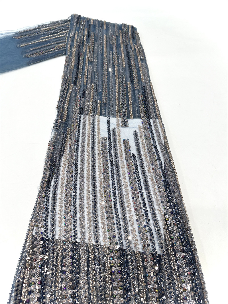 Tubo de bordado de perlas vestido de moda ropa de tela de ropa de cuatro perlas industria pesada bordado de sequillas verticales vestido de boda image 13