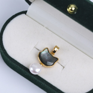 TikTok Explosions Natural Freshwater Pearl Black Cat Pendant Black Bei Cat Head Pearl Necklace Fashion Jewelry Wholesale