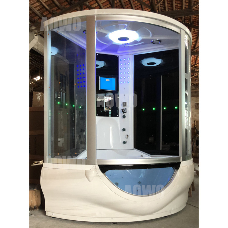 Sala de vapor húmeda en forma de abanico Sala de ducha de vapor de 1,5 m Sala de ducha integrada Sauna Sala de vapor de sudor