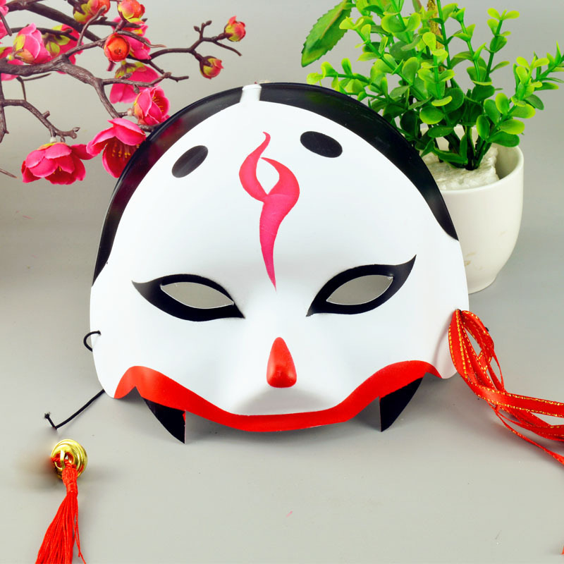 COS de media cara, estilo antiguo, maquillaje rojo, despertar, tocado de jade, maquillaje facial, máscara de Halloween de zorro japonés Onmyoji image 7
