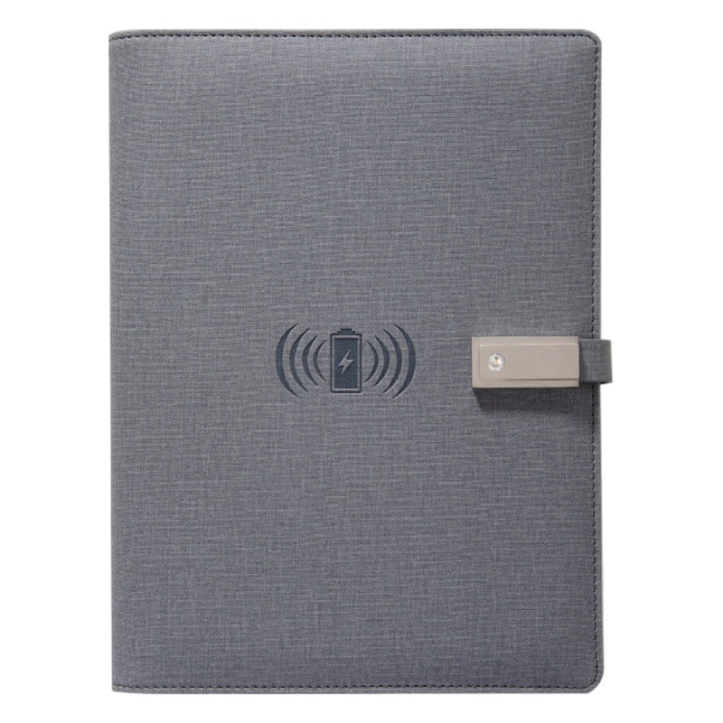A5 portátil de carga inalámbrica personalizada Bloc de notas de energía móvil con disco U traje de regalo empresarial logotipo personalizado