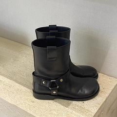 牛革版 ~ レトロな太さと本革の中筒のやせている靴の女性の韓系の小さい足首の靴と弾力のショートブーツの靴下の靴