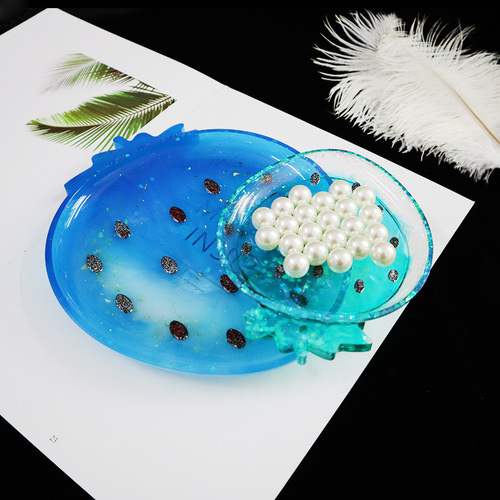 Cross-border hot new product strawberry fruit plate silicone mold DIY crystal glue size tray resin table setting mold