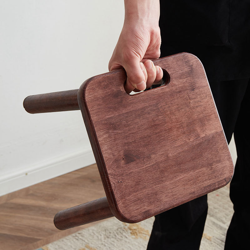 Solid Wood Small Stool for Home Use, Entryway Shoe-Changing Stool, Footrest Low Stool, Foot-Washing Stool, Coffee Table Square Stool, Bedroom Chinese-Style Small Bench