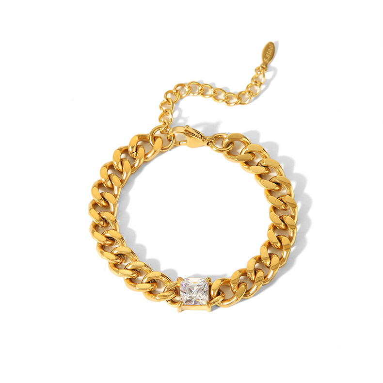 Cuban Link Chain Curb Chain Chain Type 1 Pair Quantity Daily Occasion PVD Coated Real Gold Plated 18K Gold Heart Shape 201 Stainless Steel 304 Stainless Steel Streetwear Waterproof Non Tarnish 201 Stainless Steel Lobster Trigger Clasp Closure Necklace