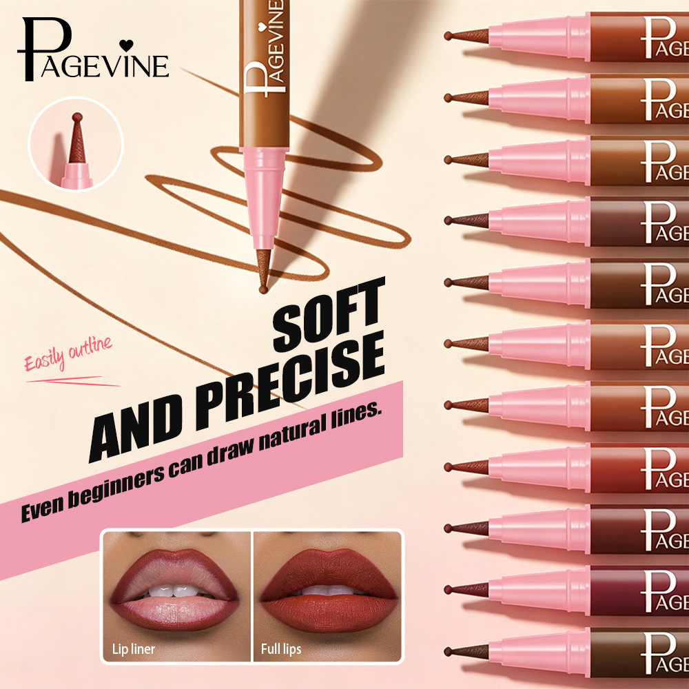 Transfronterizo PAGE VINE lápiz de maquillaje de color natural no es fácil de desvanecer lápiz de maquillaje de labios de cabeza redonda.