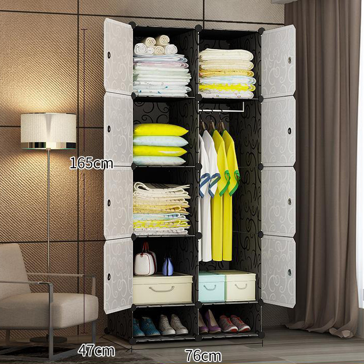 Armario simple moderno armario de tela simple sala de alquiler de tubos de acero engrosamiento reforzado dormitorio en casa montaje de almacenamiento gabinete colgante