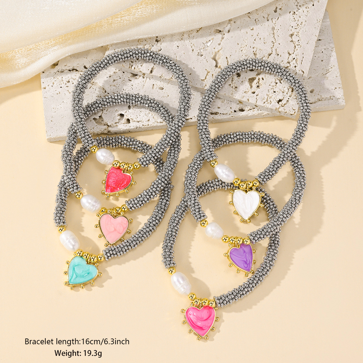 Caviar Bracelet Classification Wholesale Jewelry INS Style IG Style Heart Shape Copper Plating Beaded Chain Caviar Bracelet