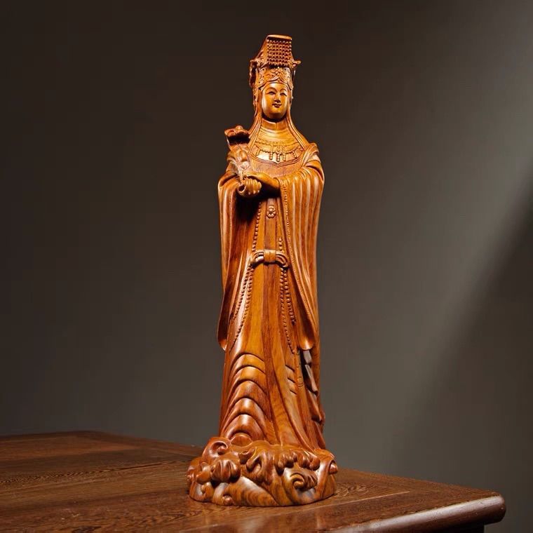 花梨木雕妈祖神像摆件 家居供奉湄洲海神天上圣母雕刻红木工艺品