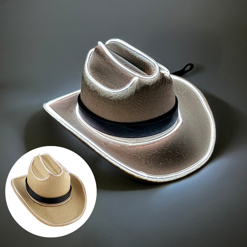 LED luminoso cinta pet sombrero vaquero gato perro mini pequeño sombrero fiesta fiesta occidental sombrero vaquero LED mascota