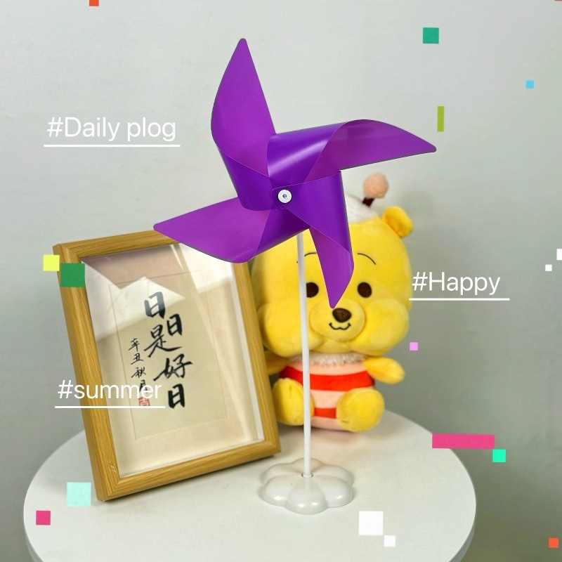 子供用ハンドヘルド屋外写真小道具幼稚園DIYおもちゃインターネットセレブ装飾シーン布付き小型風車|undefined