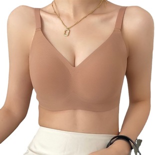 Seamless jelly soft support latex underwear adjustable breathable bra push up volcanic energy stone black technology bra