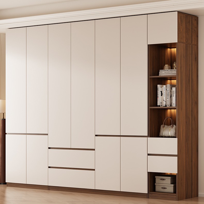 Armario doméstico dormitorio de 16mm de espesor ecológico panel de partículas sin mango diseño armario de color blanco de nuez 60 profundidad image 5