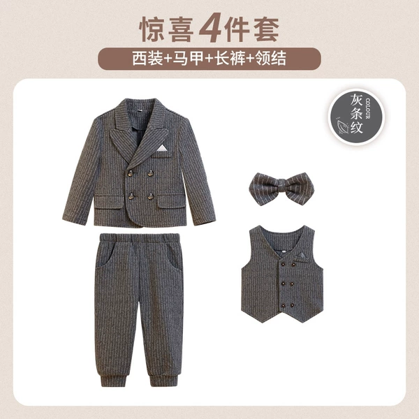 Classic suit jacket, set, vest, trousers, bow tie, 4 pieces
