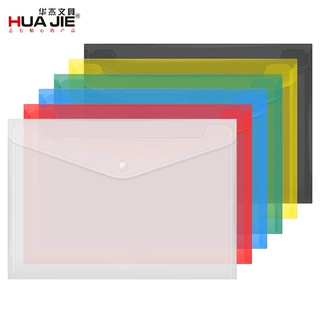 华杰厂家批发A4透明塑料按扣袋A3加厚文件袋A5票据收纳袋PP档案袋