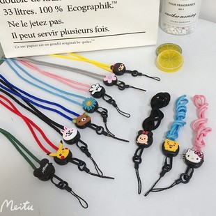 In-Stock Elastic Phone Silicone Lanyard Creative Student Cartoon Neck Strap Id Lanyard Non-Choking Long Rope Popular Style