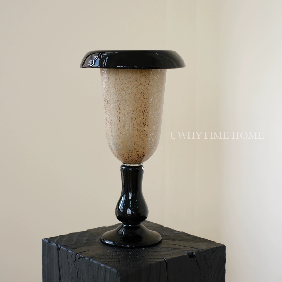 中古花瓶稀有洒银高脚肌理 新中式侘寂高品质手工琉璃花器批发