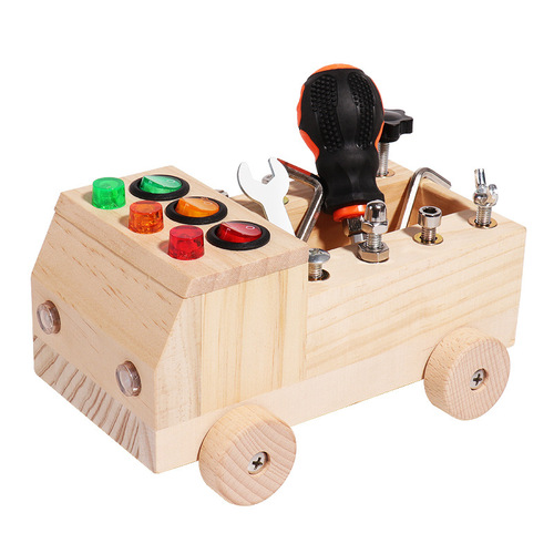 Children's wooden multi-functional lantern nut disassembly and assembly tool cart educational ever-changing screw and nut combination set CPC